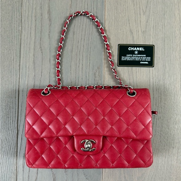 Chanel Classic Red Quilted Shoulder Bag - Picture 1 of 16